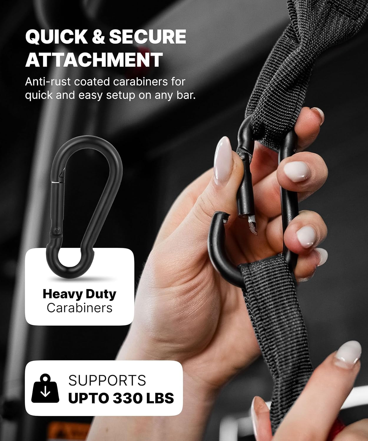 Hanging Ab Straps for Pull-Up Bars - Padded Exercise Straps for Core Strength Training, Includes 2 Steel Carabiners - Ideal for Home and Gym Use