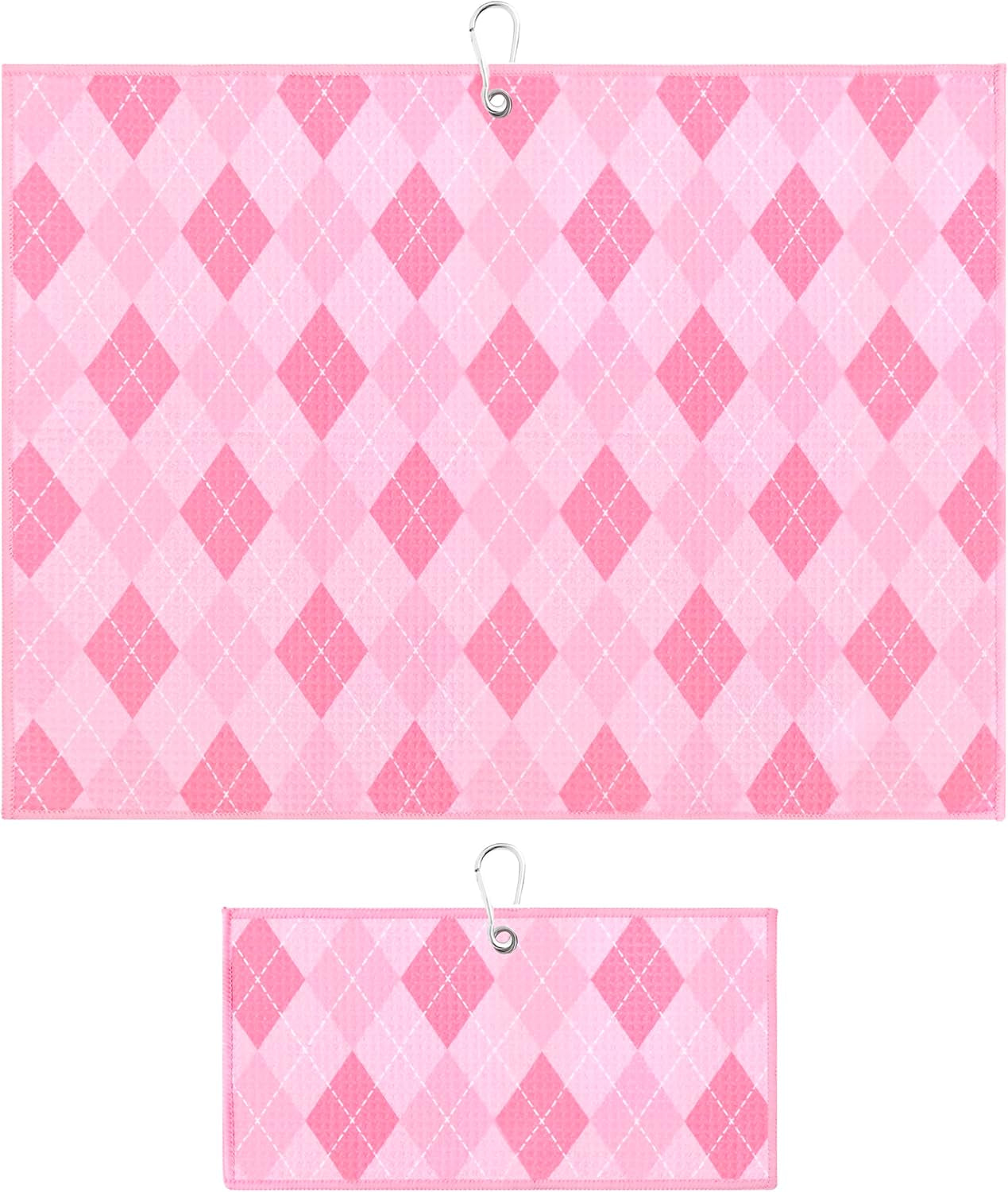 Microfiber Golf Towels for Golf Bags & Carts - Premium Weave Waffle & Ball Towels with Carabiner Clip, Essential Accessories for Men, Women, and Kids Golfer Gifts, Set of 2 (Argyle)