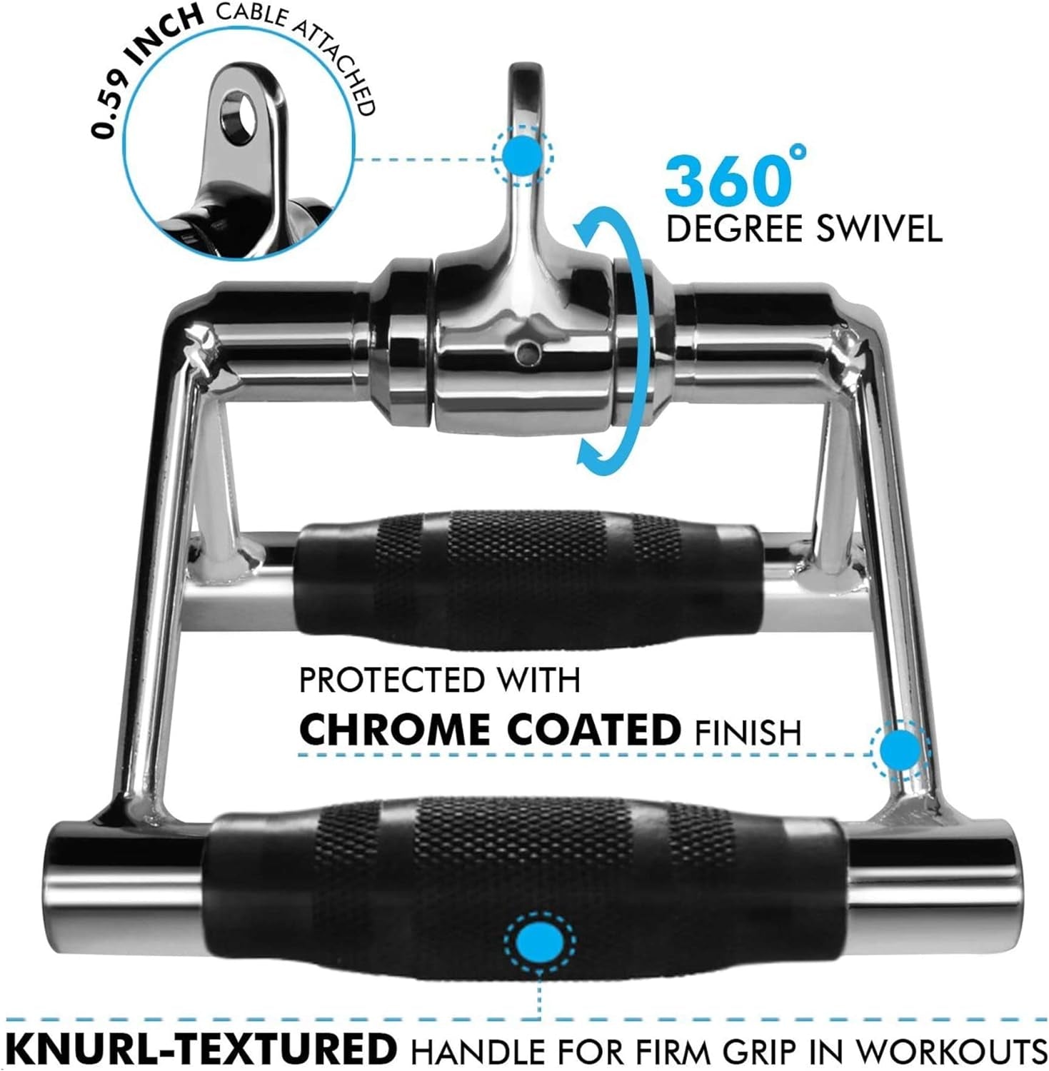 Double D Cable Machine Handle Attachments for Home Gym Pull Down Exercises