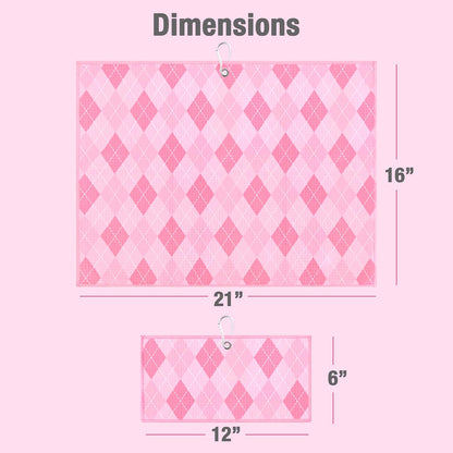 Microfiber Golf Towels for Golf Bags & Carts - Premium Weave Waffle & Ball Towels with Carabiner Clip, Essential Accessories for Men, Women, and Kids Golfer Gifts, Set of 2 (Argyle)